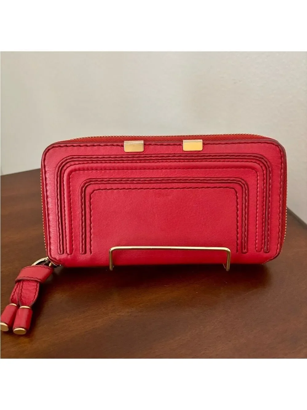 Chloé Marcie Red Leather Long Zip Around Wallet/Great Condition